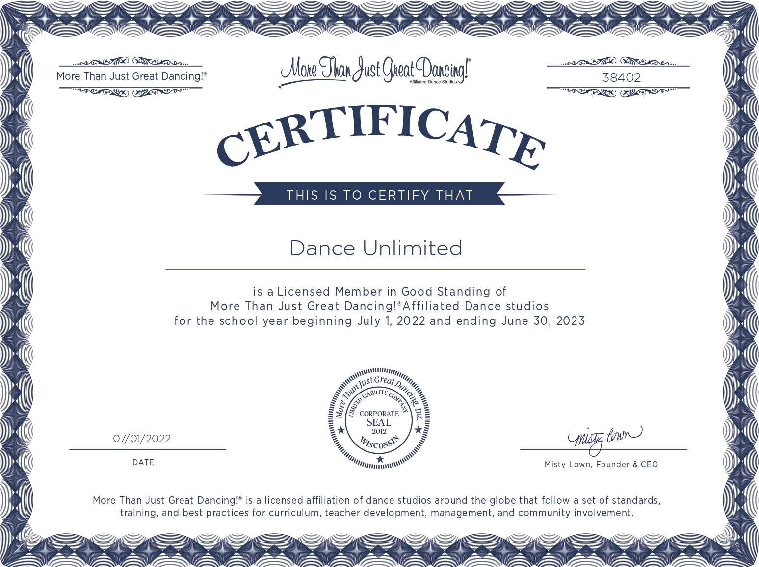 more than just great dancing certification